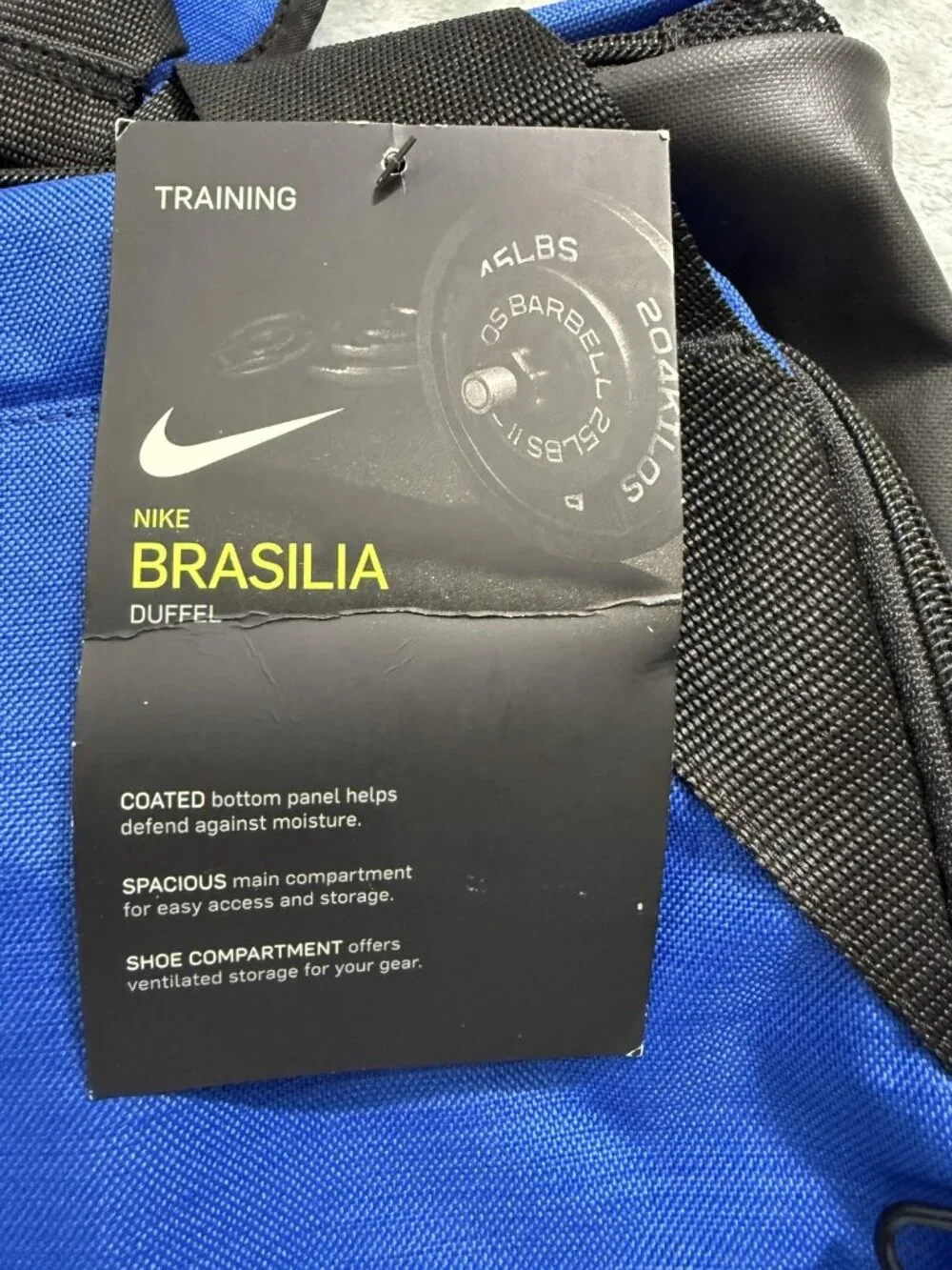 Nike Blue Brasilia Duffel Bag Water Resistant Shoe Compartment Men Training